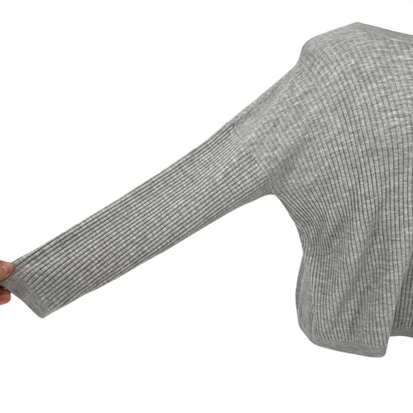 Eileen Fisher Gray Ribbed Wool Blend Sweater Size Medium - Picture 6 of 11